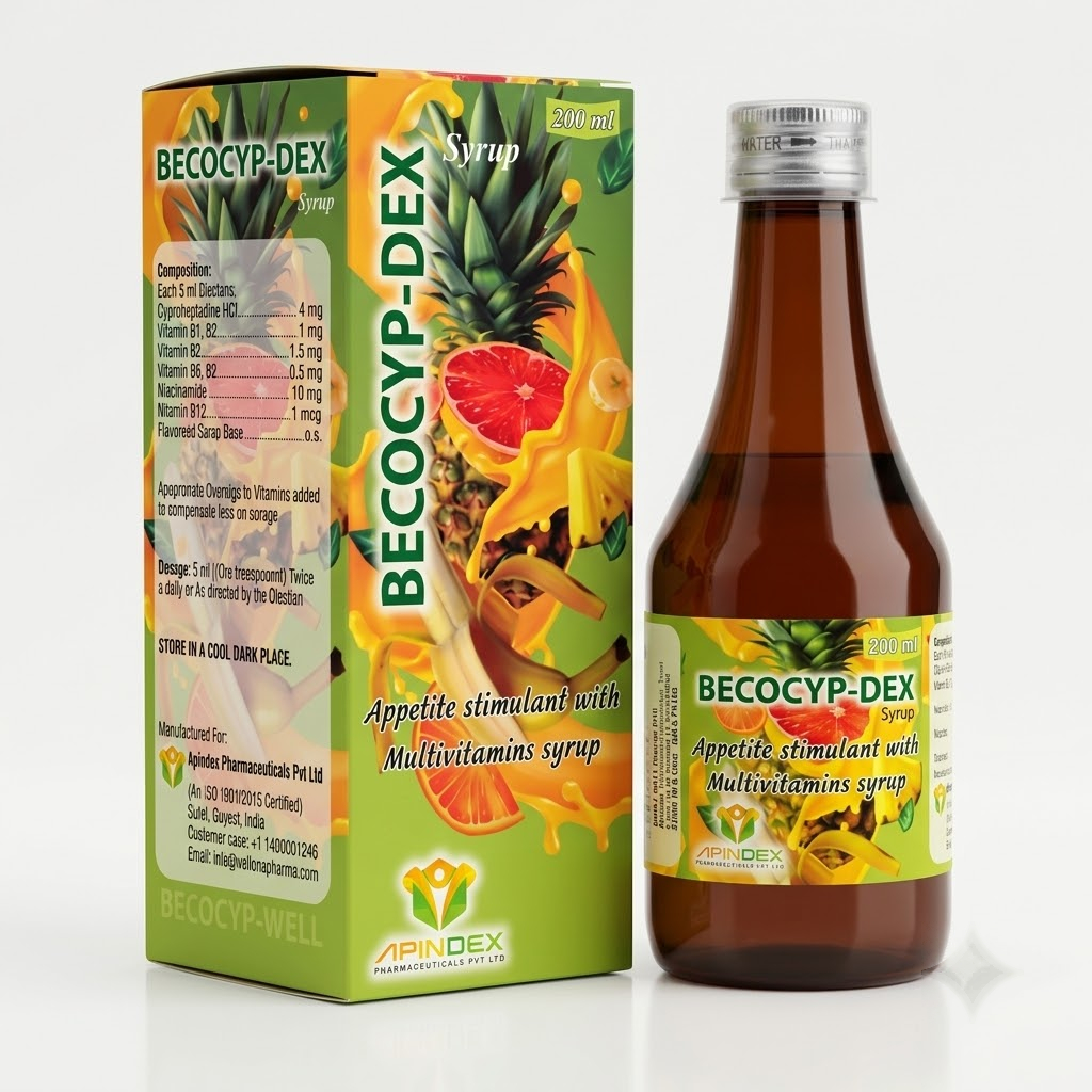 Cyproheptadine with Vitamin-B Complex Syrup packaging
