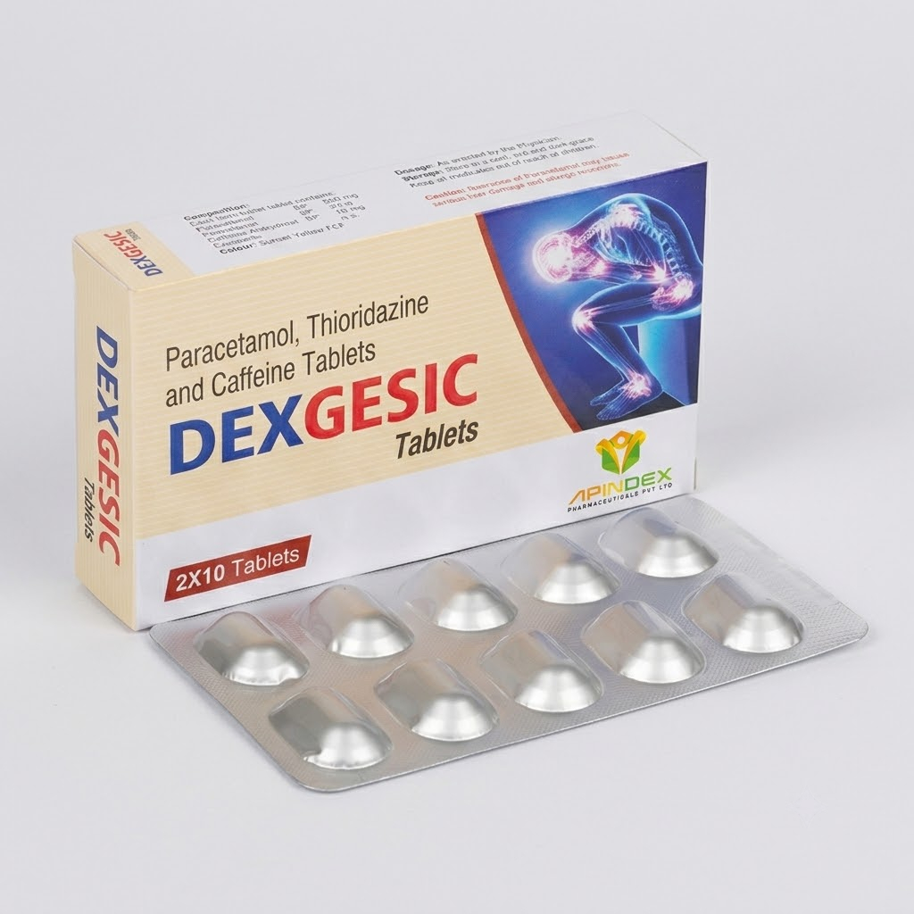 Paracetamol, Thioridazine & Caffeine Tablets packaging