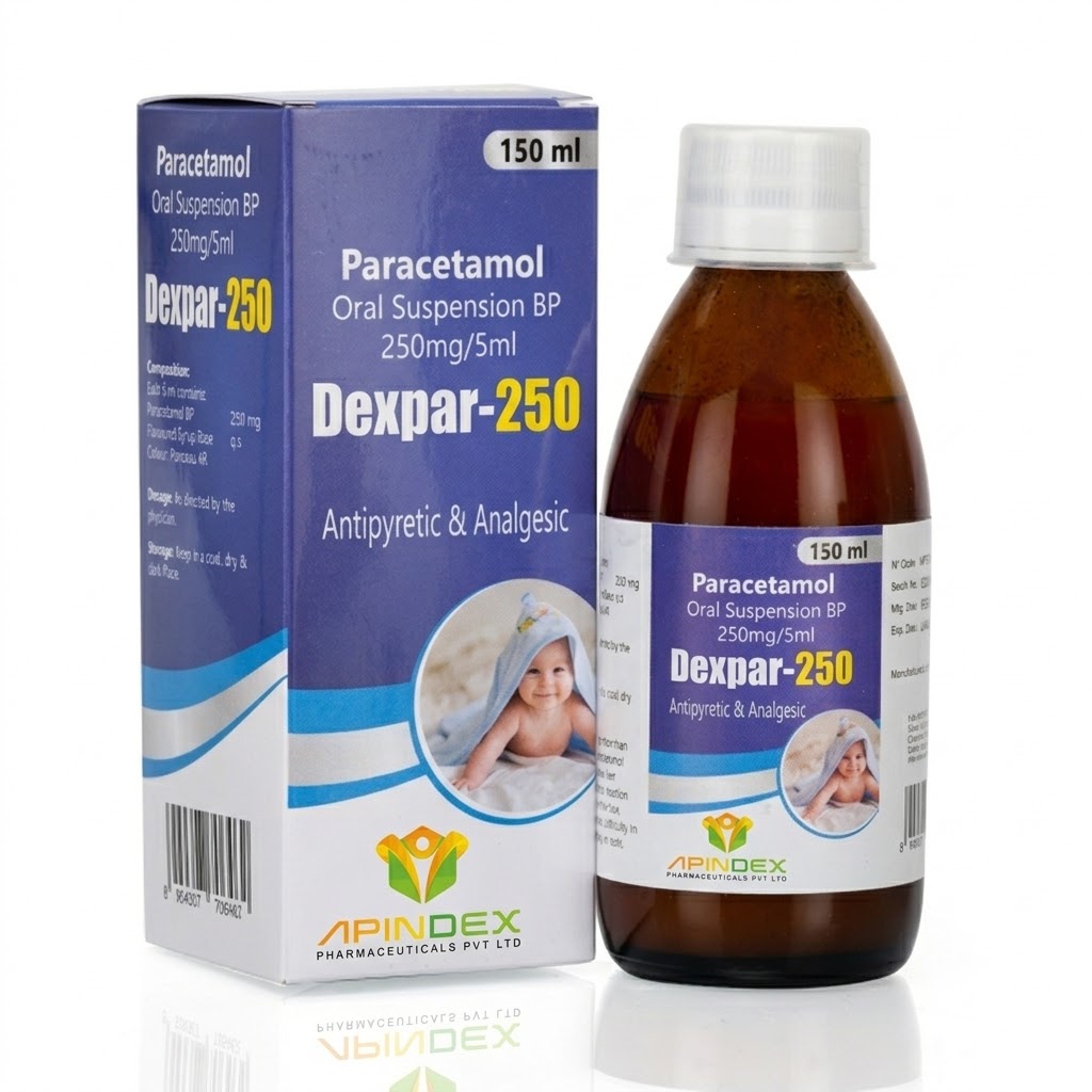 Paracetamol Suspension 250 mg packaging
