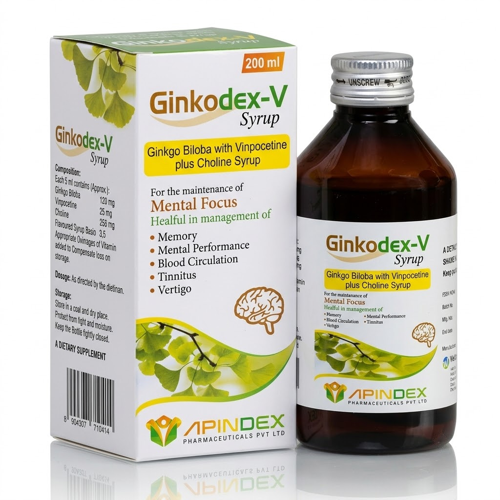 Ginkgo Biloba With Vinpocetine + Choline Syrup packaging